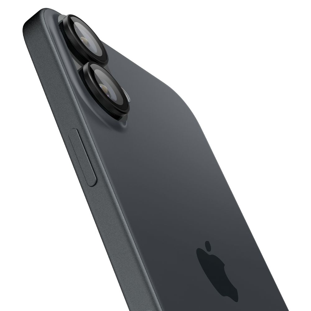 Spigen EZ FIT Film de protection pour caméra arrière pour Apple iPhone 16 Plus / 16, protection en verre, lot de 2 pièces, noir AGL07921 AGL07921