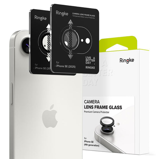 Film de protection Ringke pour caméra arrière Apple iPhone 16e, Verre Trempé, Lot de 2 pièces, Noir