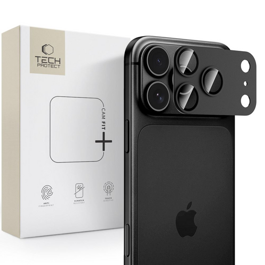 Film de protection pour caméra arrière Tech-Protect CamFull Fit+ pour Apple iPhone 18 Pro, Verre trempé, Noir