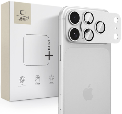 Film de protection pour caméra arrière Tech-Protect CamFull Fit+ pour Apple iPhone 18 Pro, Verre trempé, Argenté