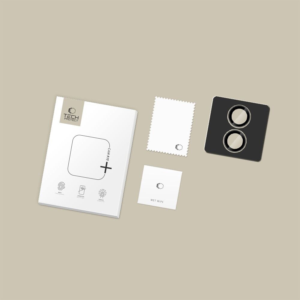 Film de protection pour caméra arrière Tech-Protect CamRing Fit+ pour Apple iPhone 17, Verre Trempé, Noir