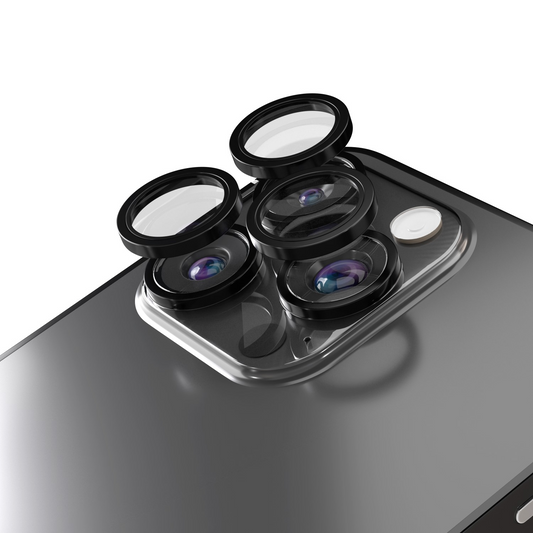 Film de protection pour caméra arrière Etteri pour Apple iPhone 16 Pro Max / 16 Pro, Verre trempé, Noir