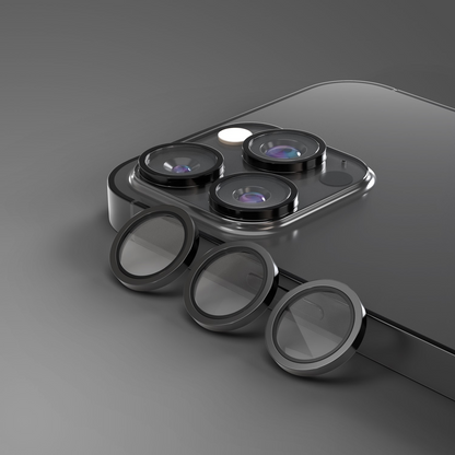 Film de protection pour caméra arrière Etteri pour Apple iPhone 16 Pro Max / 16 Pro, Verre trempé, Noir