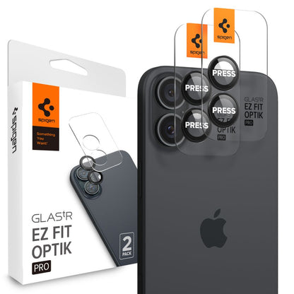 Spigen EZ FIT Film de protection pour caméra arrière pour Apple iPhone 16 Plus / 16, protection en verre, lot de 2 pièces, noir AGL07921 AGL07921