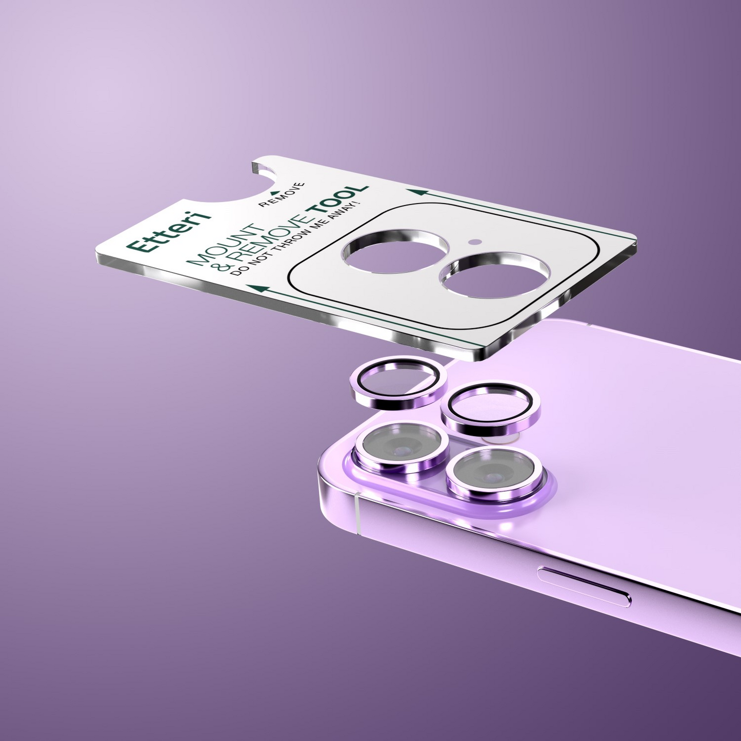 Film de protection pour caméra arrière Etteri pour Apple iPhone 17, Verre trempé, Violet