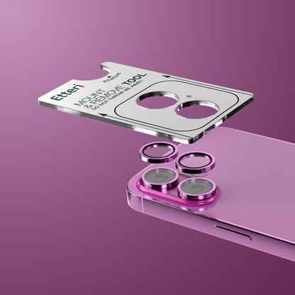 Film de protection pour caméra arrière Etteri pour Apple iPhone 16 Plus / 16, Verre trempé, Rose