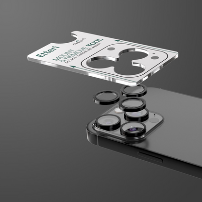 Film de protection pour caméra arrière Etteri pour Apple iPhone 16 Pro Max / 16 Pro, Verre trempé, Noir