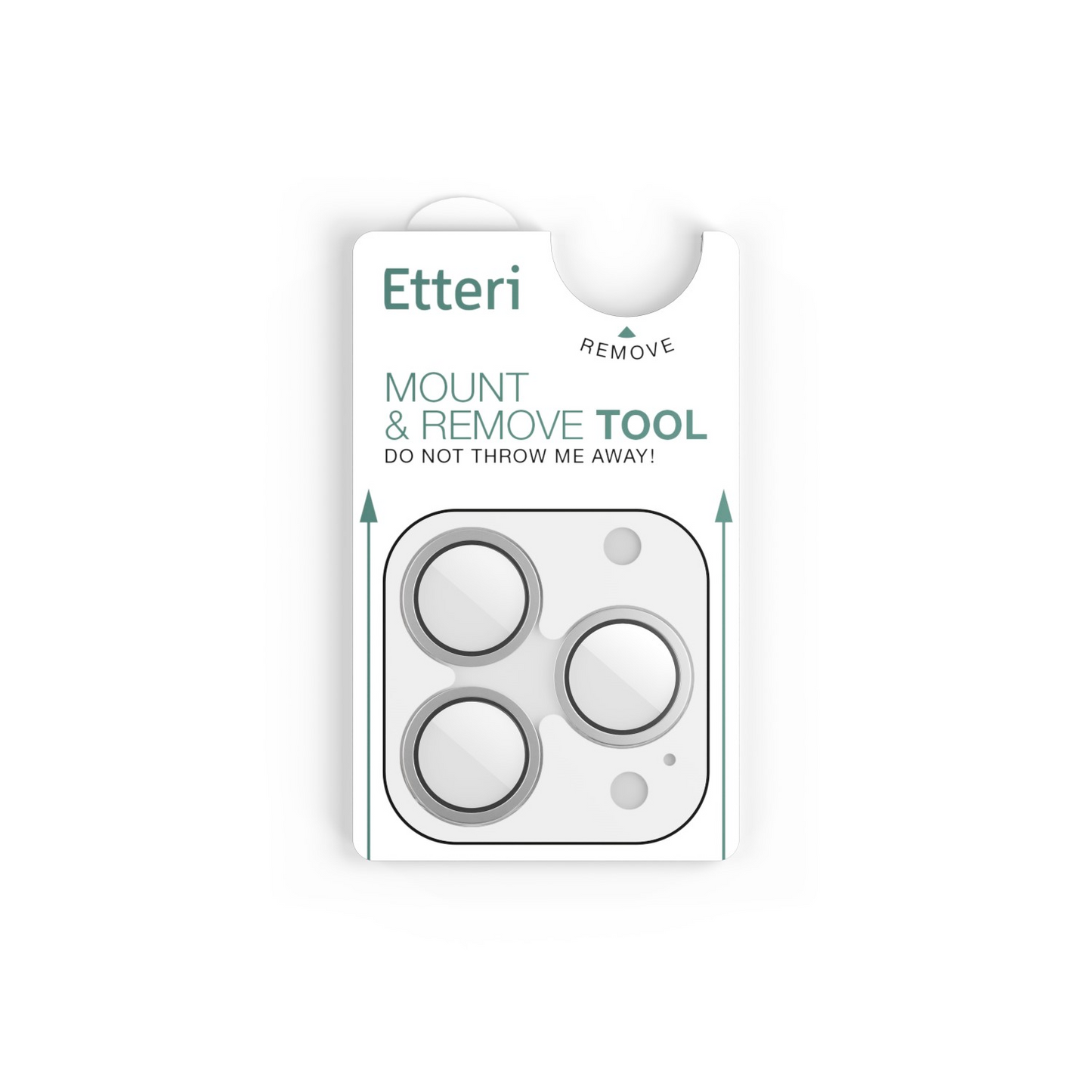 Film de protection pour caméra arrière Etteri pour Apple iPhone 16 Pro Max / 16 Pro, Verre trempé, Gris