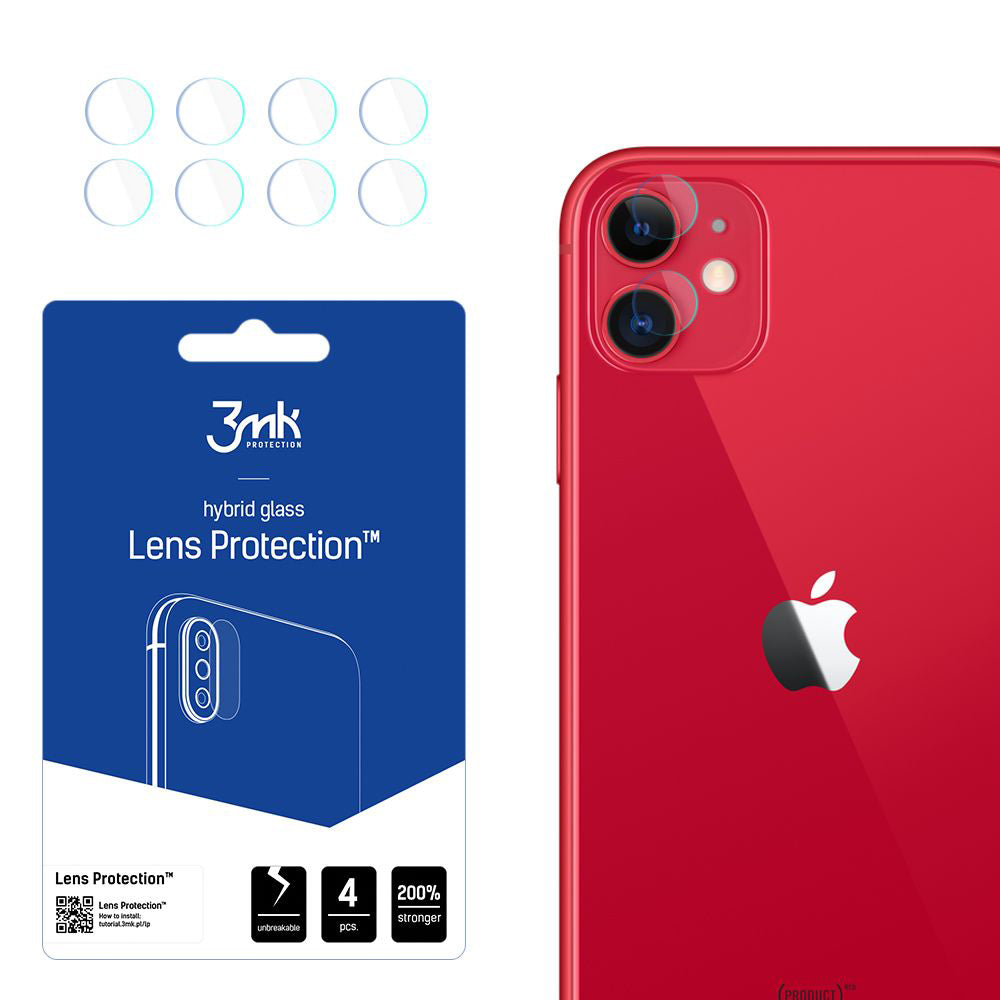 Film de protection pour caméra arrière 3MK Protection pour Apple iPhone 11, Verre flexible, Set de 4 pièces, Transparent