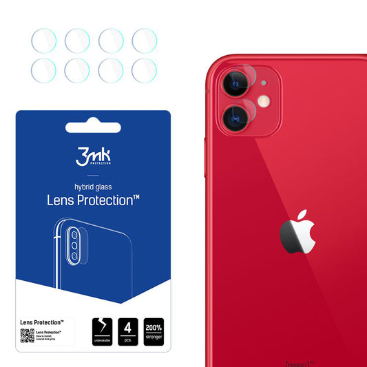 Film de protection pour caméra arrière 3MK Protection pour Apple iPhone 11, Verre flexible, Set de 4 pièces, Transparent