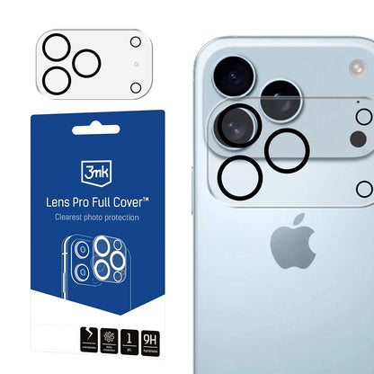 Film de protection Caméra Arrière 3MK Pro Full Cover pour Apple iPhone 17 Pro, Verre Trempé, Noir