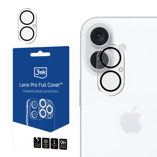 Film de protection Caméra Arrière 3MK Pro Full Cover pour Apple iPhone 17, Verre Trempé, Noir