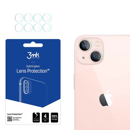 Film de protection pour caméra arrière 3MK Protection pour Apple iPhone 14, Verre flexible, Lot de 4 pièces, Transparent