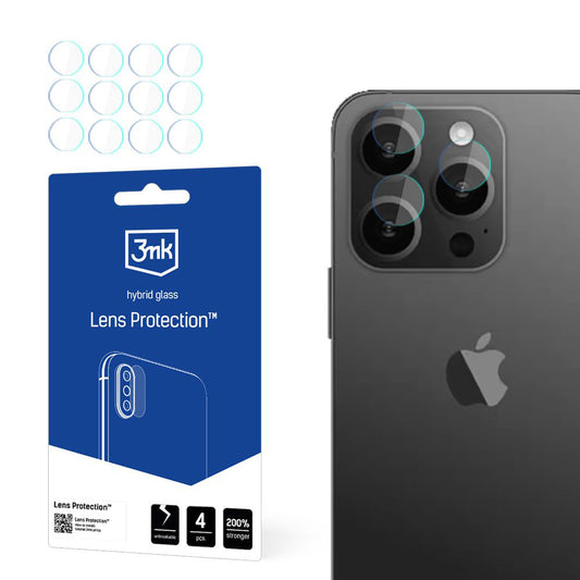 Film de protection pour caméra arrière 3MK Protection pour Apple iPhone 15 Pro Max, Verre flexible, Lot de 4 pièces, Transparent
