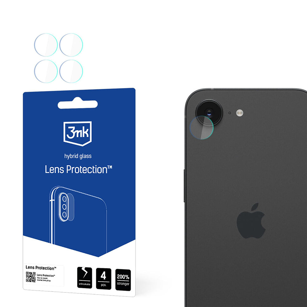 Film de protection pour caméra arrière 3MK Protection pour Apple iPhone 17e / 16e, Verre flexible, Set de 4 pièces, Transparent