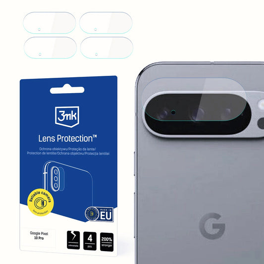 Film de protection pour caméra arrière 3MK Protection pour Google Pixel 10 Pro, verre flexible, lot de 4 pièces, transparent