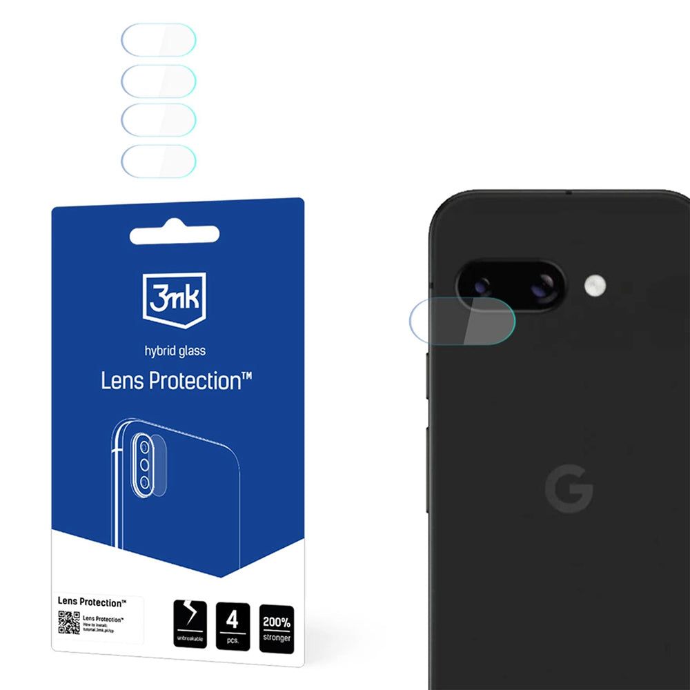 Film de protection pour caméra arrière 3MK Protection pour Google Pixel 9a, verre flexible, lot de 4 pièces, transparent