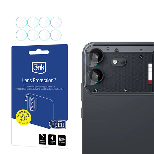 Film de protection pour caméra arrière 3MK Protection pour Nothing Phone (4b), Verre trempé, Lot de 4 pièces, Transparent