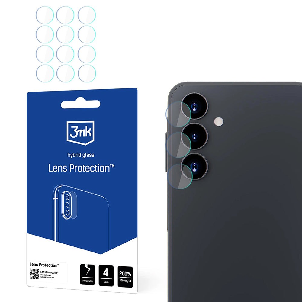Film de protection pour caméra arrière 3MK Protection pour Samsung Galaxy A16 5G A166 / A16 4G A165, Verre flexible, Set de 4 pièces, Transparent
