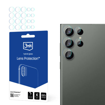 Film de protection pour caméra arrière 3MK Protection pour Samsung Galaxy S24 Ultra S928, Verre flexible, Set de 4 pièces, Transparent