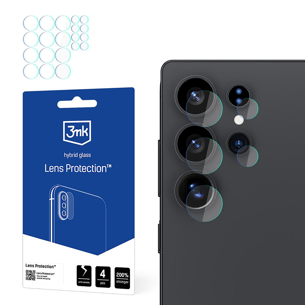 Film de protection pour caméra arrière 3MK Protection pour Samsung Galaxy S25 Ultra S938, verre flexible, lot de 4 pièces, transparent