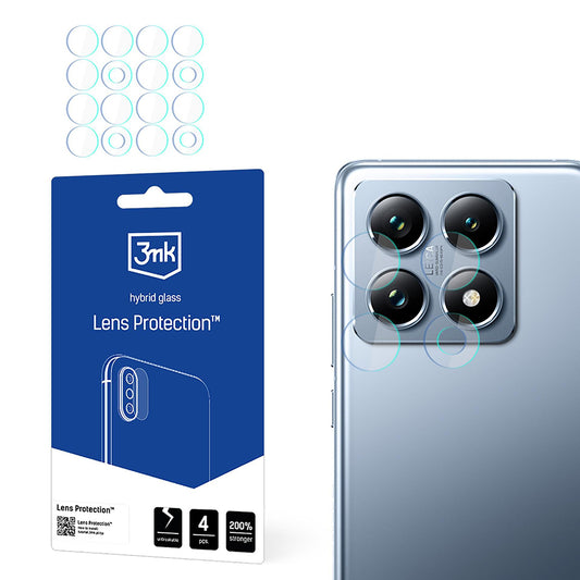 Film de protection pour caméra arrière 3MK Protection pour Xiaomi 14T Pro / 14T, Verre flexible, Set de 4 pièces, Transparent