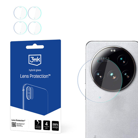 Film de protection pour caméra arrière 3MK Protection pour Xiaomi 15 Ultra, Verre flexible, Lot de 4 pièces, Transparent