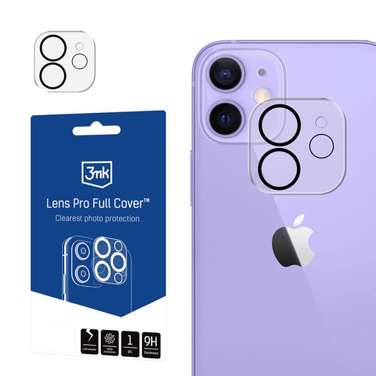 Film de protection pour caméra arrière 3MK Protection Pro pour Apple iPhone 12, Verre trempé, Noir