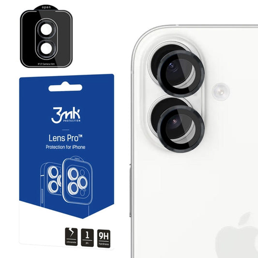 Film de protection pour caméra arrière 3MK Protection Pro pour Samsung Galaxy A36 A366, Verre trempé, Noir