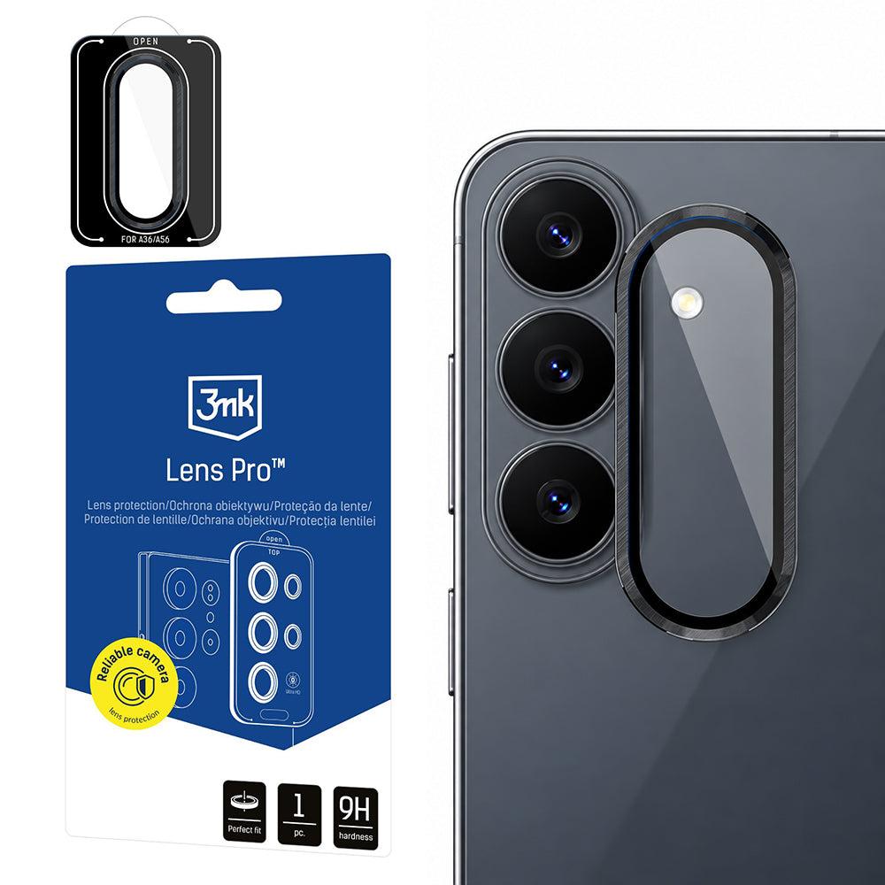 Film de protection pour caméra arrière 3MK Protection Pro pour Samsung Galaxy S26 FE S741, Verre trempé, Noir