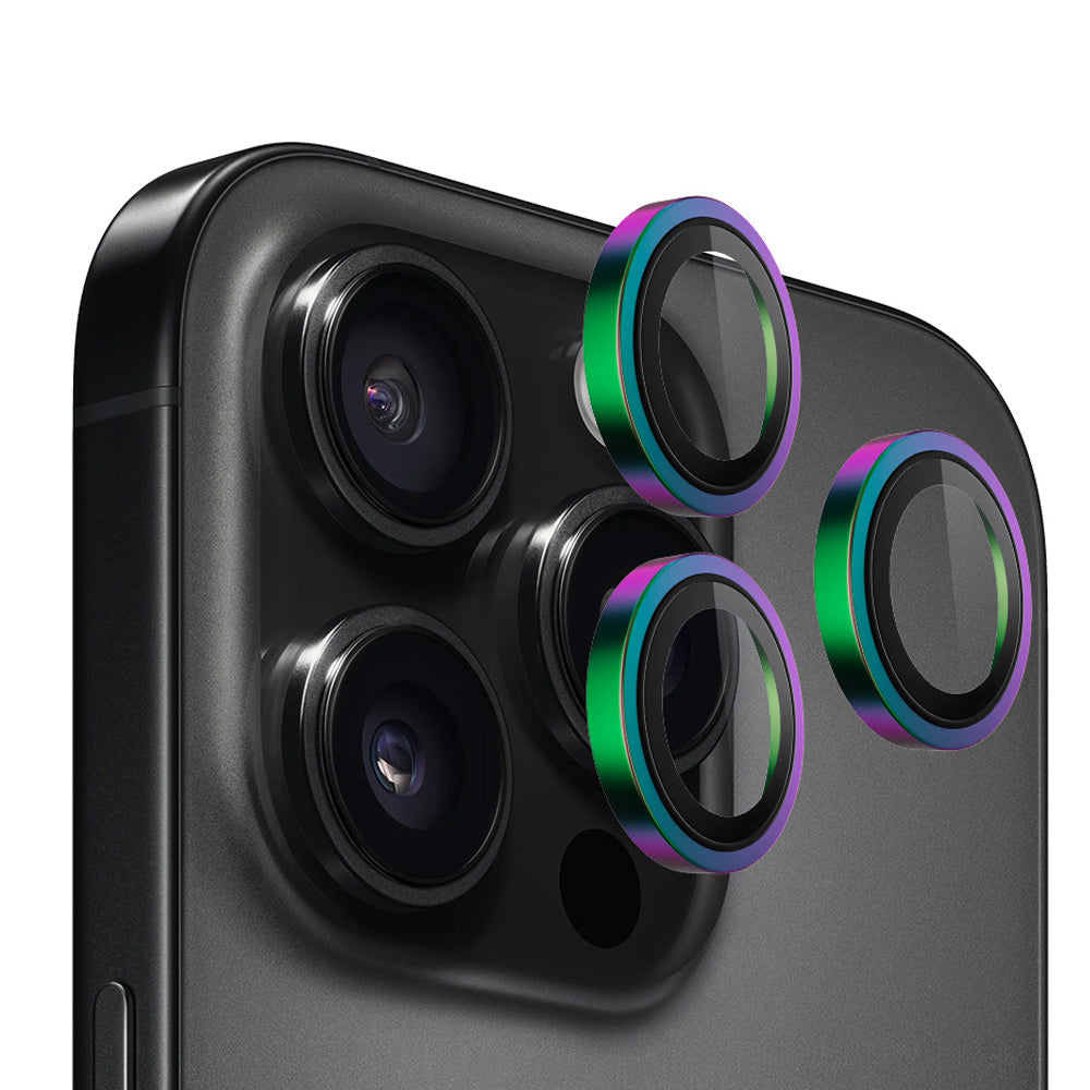 Film de protection pour caméra arrière Blueo Metal Frame pour Apple iPhone 14 Pro Max / 14 Pro, Verre trempé, Multicolore