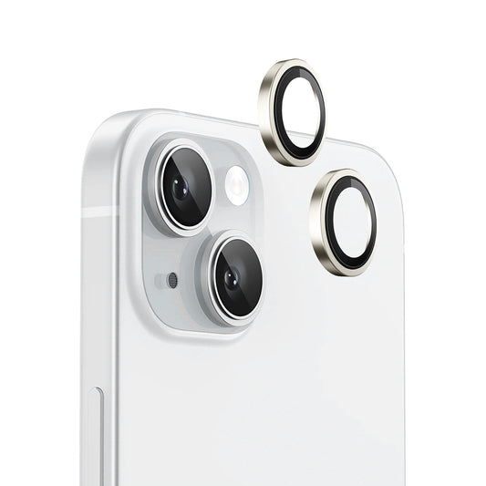 Film de protection pour caméra arrière Blueo Metal Frame pour Apple iPhone 15 Plus / 15, Verre trempé, Jaune