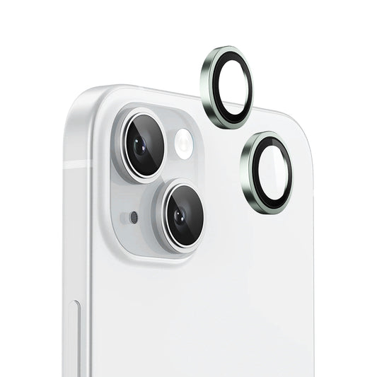 Film de protection pour caméra arrière Blueo Metal Frame pour Apple iPhone 15 Plus / 15, Verre trempé, Vert