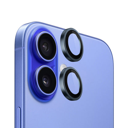 Film de protection pour caméra arrière Blueo Metal Frame pour Apple iPhone 16 Plus / 16, Verre trempé, Bleu