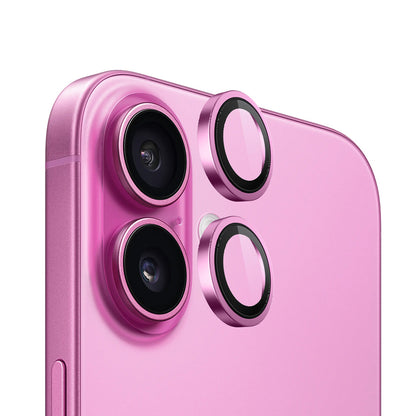 Film de protection pour caméra arrière Blueo Metal Frame pour Apple iPhone 16 Plus / 16, Verre trempé, Rose