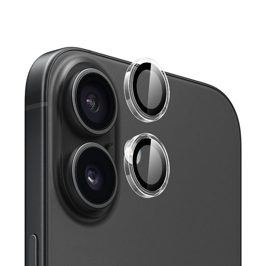Film de protection pour caméra arrière Blueo Metal Frame pour Apple iPhone 16 Plus / 16, Verre trempé, Transparent