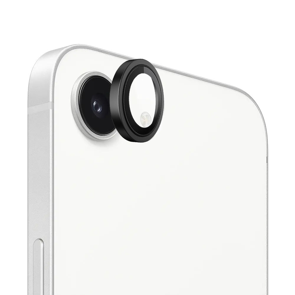 Film de protection pour caméra arrière Blueo Metal Frame pour Apple iPhone 17e / 16e, Verre trempé, Noir