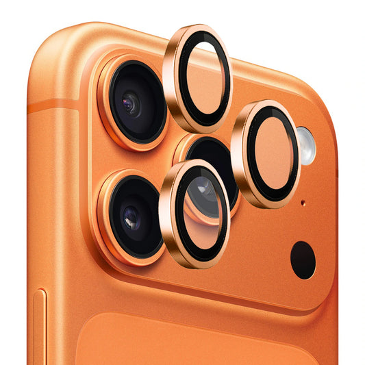 Blueo Metal Frame Rear Camera Protection Film for Apple iPhone 17 Pro Max / 17 Pro, Tempered Glass, Orange