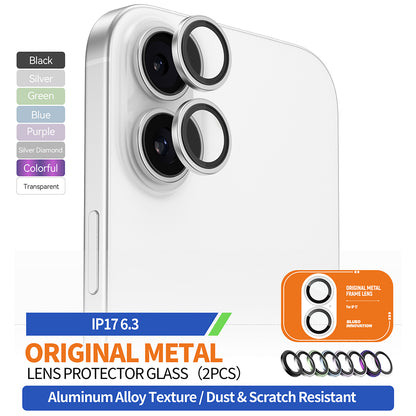 Blueo Metal Frame Rear Camera Protection Film for Apple iPhone 17, Tempered Glass, Multicolor