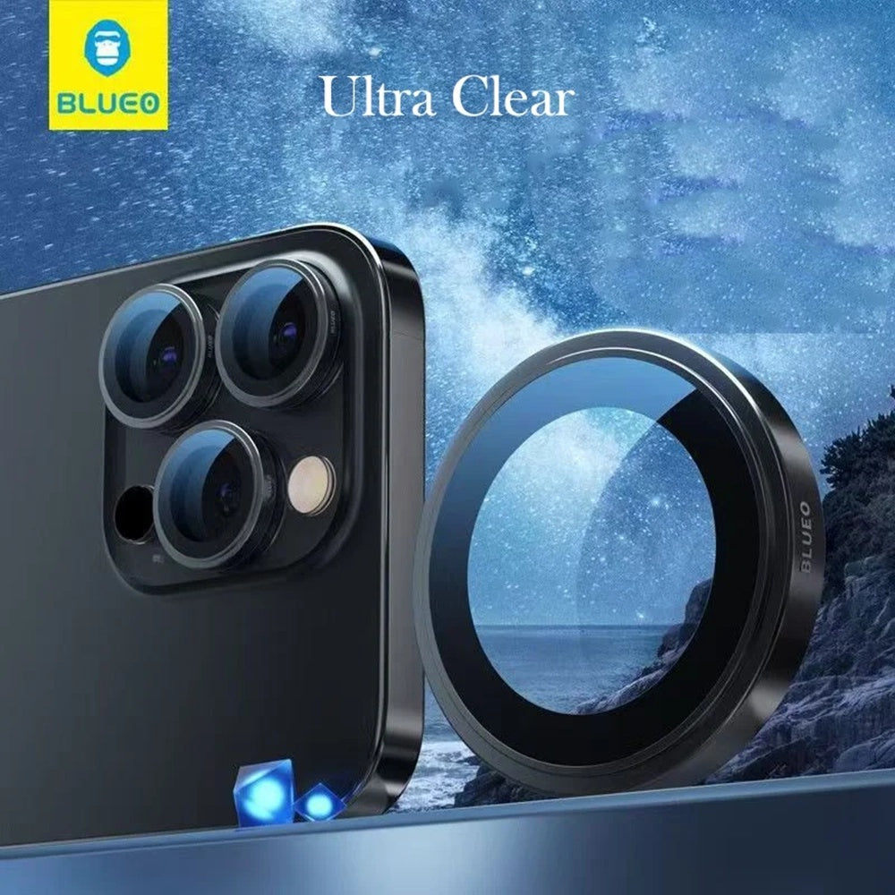 Film de protection pour caméra arrière Blueo Sapphire Crystal pour Apple iPhone 14 Pro Max / 14 Pro, Verre trempé, Noir
