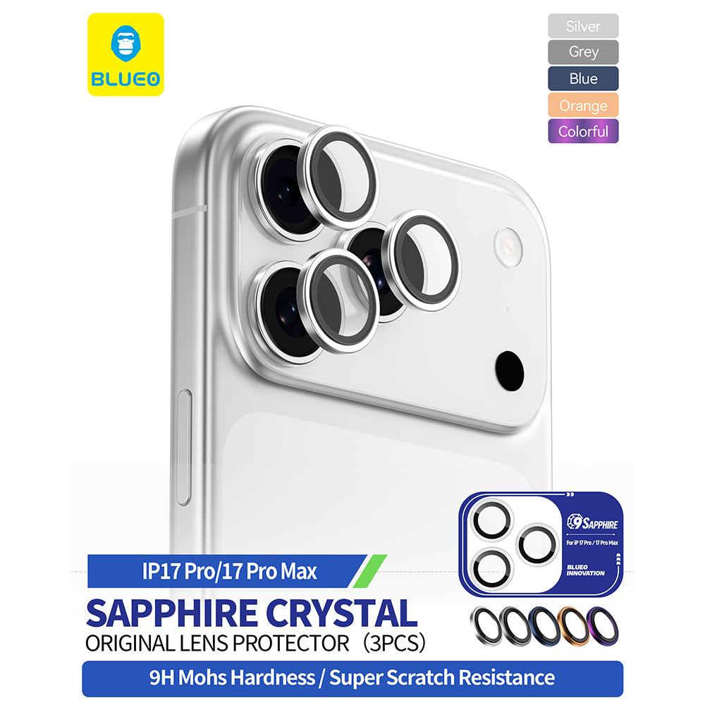 Film de protection Caméra Arrière Blueo Sapphire Crystal pour Apple iPhone 17 Pro Max / 17 Pro, Verre Trempé, Multicolore