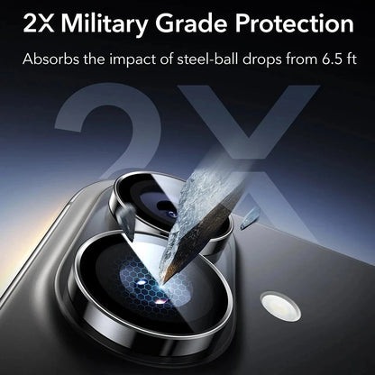 Film de protection pour caméra arrière ESR Armorite pour Apple iPhone 17 / 16 Plus / 16, Verre Trempé, Lot de 2 pièces, Noir