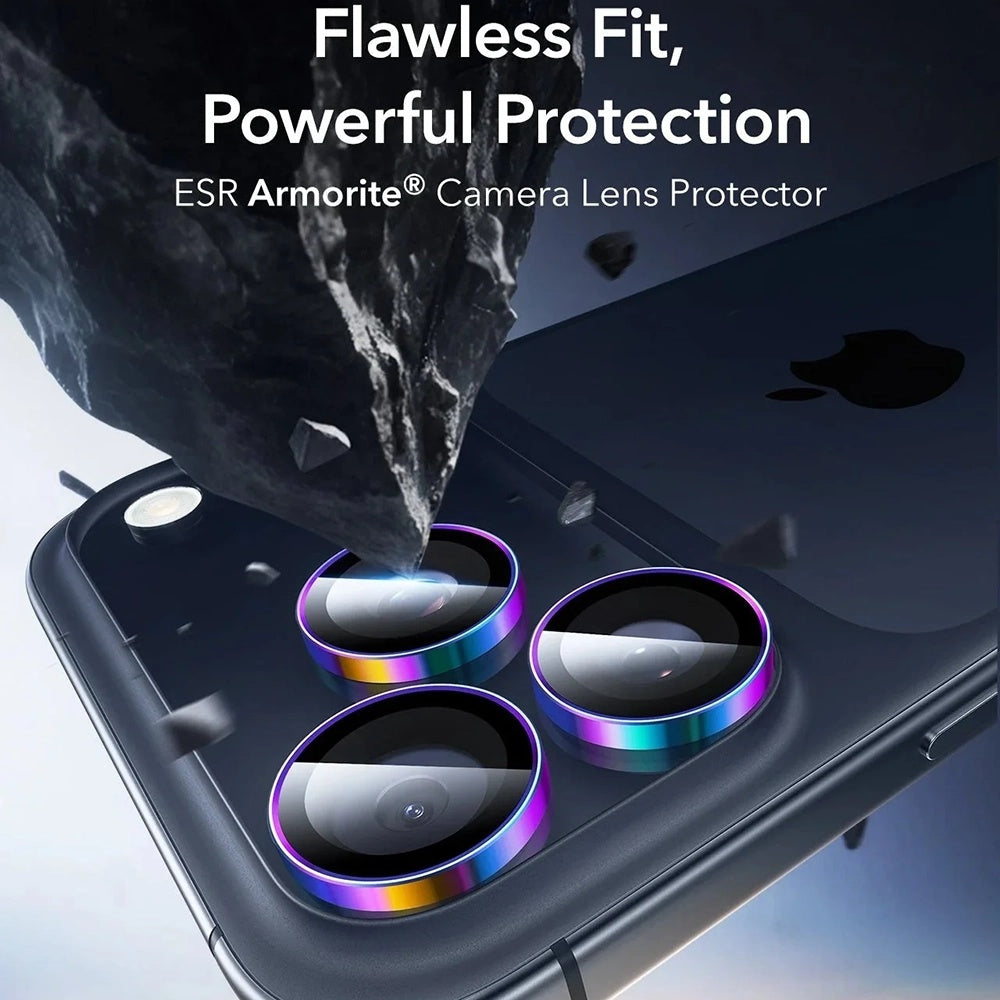 Film de protection pour caméra arrière ESR Armorite pour Apple iPhone 17 Pro Max / 17 Pro / 16 Pro Max / 16 Pro, Verre Trempé, Multicolore