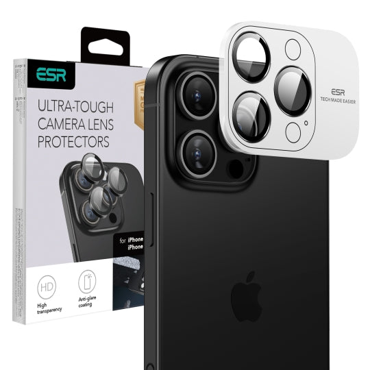 Film de protection pour caméra arrière ESR Armorite pour Apple iPhone 17 Pro Max / 17 Pro / 16 Pro Max / 16 Pro, Verre Trempé, Noir