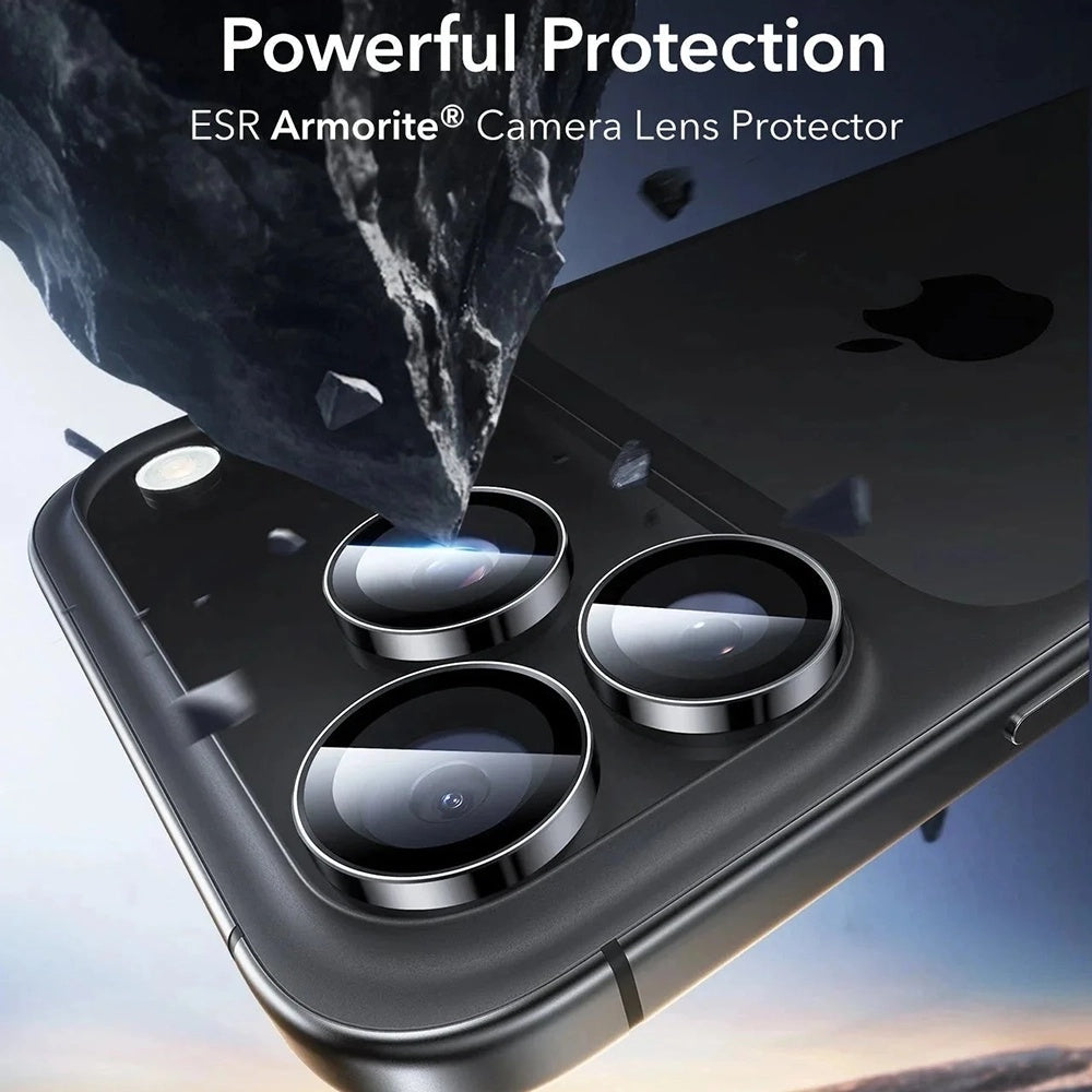 Film de protection pour caméra arrière ESR Armorite pour Apple iPhone 17 Pro Max, Verre Trempé, Lot de 2 pièces, Noir