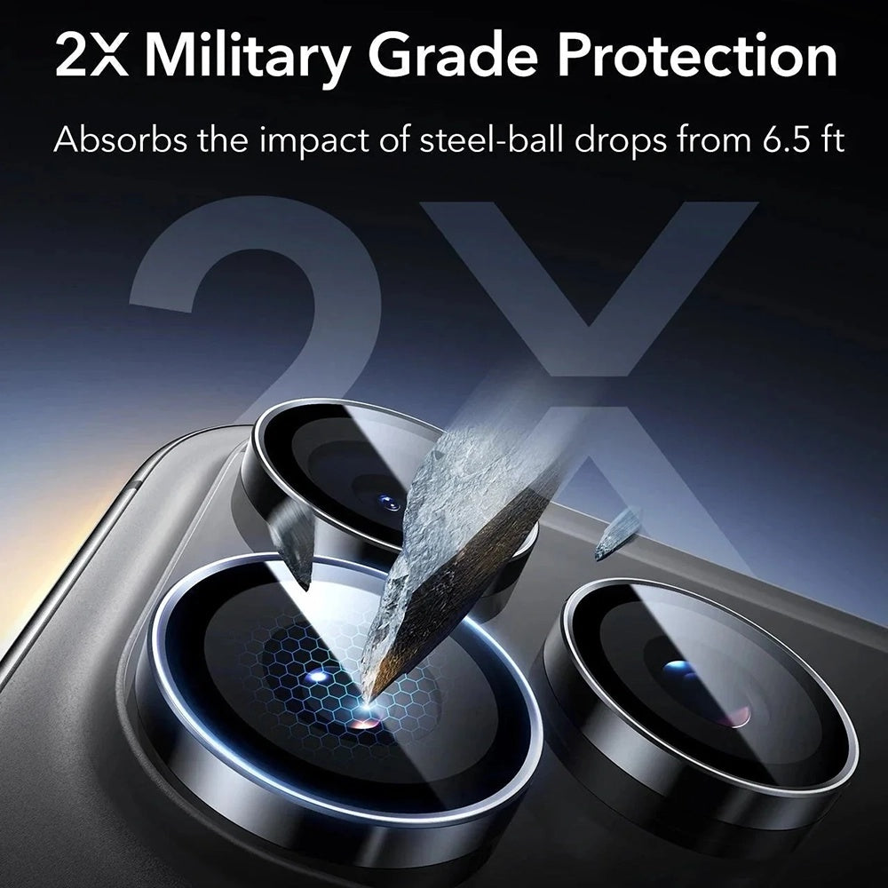 Film de protection pour caméra arrière ESR Armorite pour Apple iPhone 17 Pro Max, Verre Trempé, Lot de 2 pièces, Noir