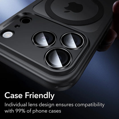 Film de protection pour caméra arrière ESR Armorite pour Apple iPhone 17 Pro Max, Verre Trempé, Lot de 2 pièces, Noir