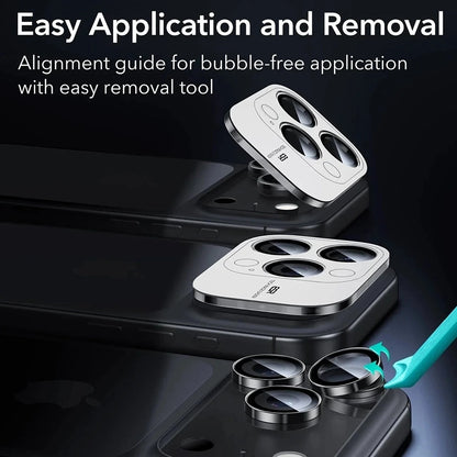 Film de protection pour caméra arrière ESR Armorite pour Apple iPhone 17 Pro Max, Verre Trempé, Lot de 2 pièces, Noir