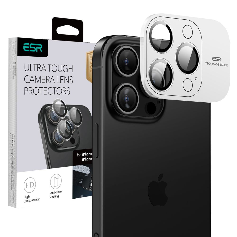 Film de protection pour caméra arrière ESR Armorite pour Apple iPhone 17 Pro Max / 17 Pro / 16 Pro Max / 16 Pro, Verre Trempé, Transparent