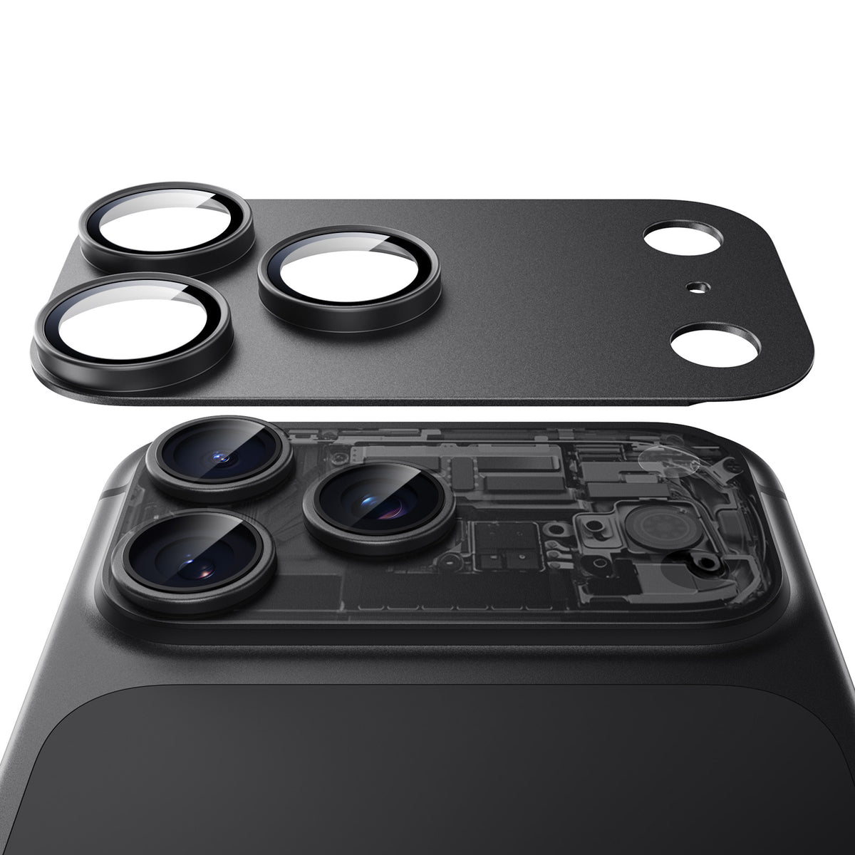 Film de protection pour caméra arrière ESR Armorite Pro pour Apple iPhone 18 Pro Max, Verre trempé, Noir